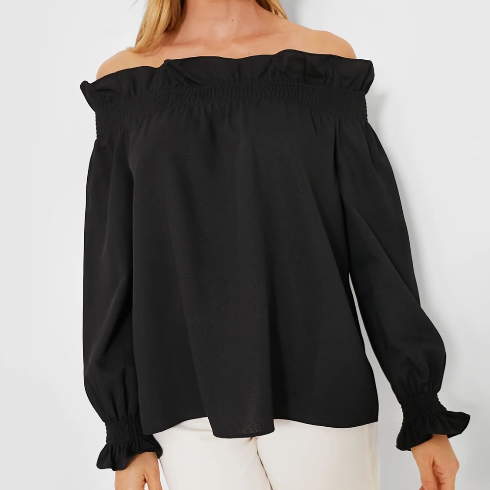 Tuckernuck Black Off the Shoulder Marguerite Blouse